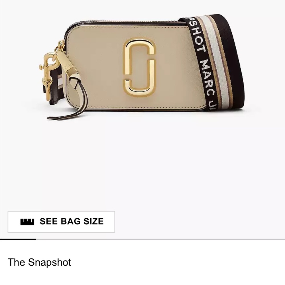 Marc Jacobs Snapshot Bag in Cream and Black with Gold Details